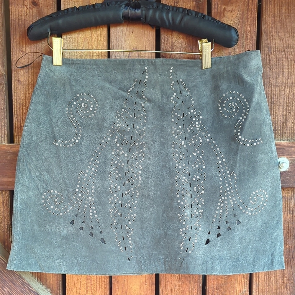 Stunning  Zara Gray Suede Embellished Mini Skirt